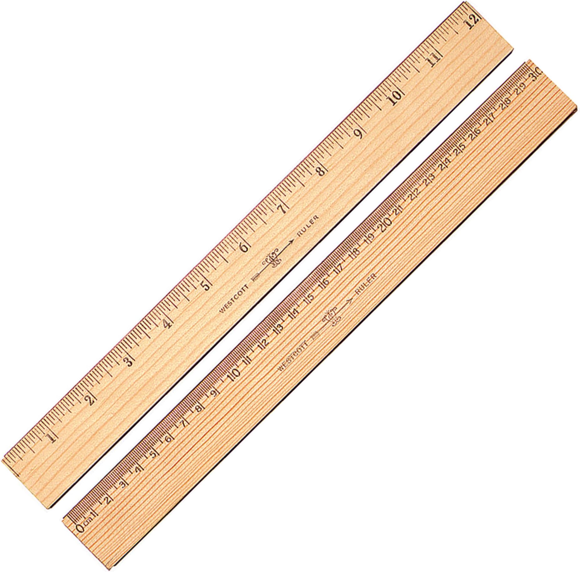 Westcott Wood Ruler Measuring Metric and 1/16 -inch Scale with Single ...