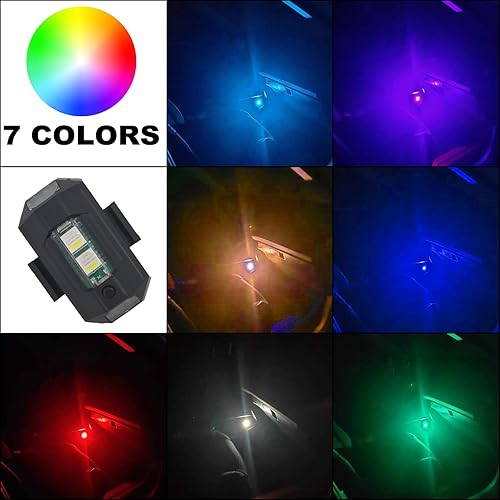 Miniatura 7 de Luces estroboscópicas LED recargables de advertencia nocturna, 7 colores, luces anticolisión para coche, motocicleta, barco