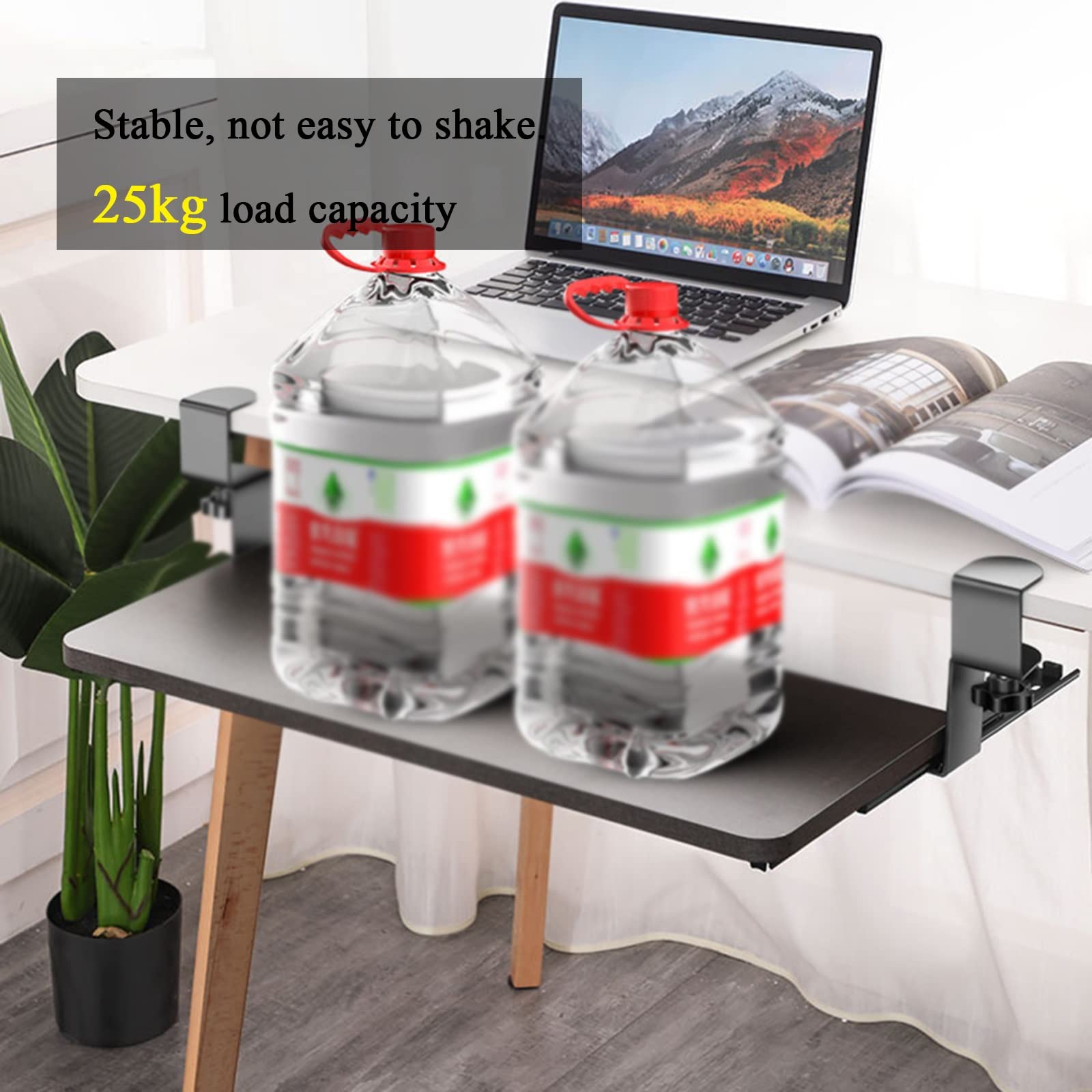 Vassoio per tastiera regolabile con supporto estraibile per mouse, ergonomico, per casa e ufficio, ripiani di supporto salvaspazio per taglierine, nero, 750 x 240 mm