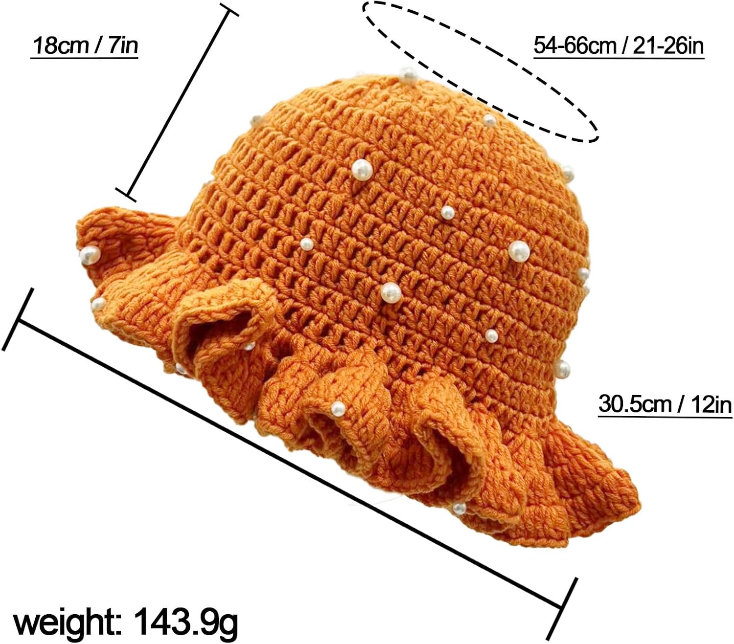 Pearl Crochet Hat Boho Fall Knit Hats for Women Slouchy Lightweight Summer Beach Bucket Hat