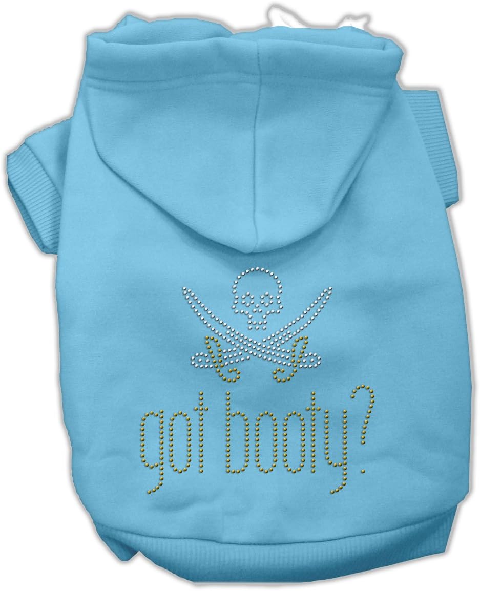 Mirage Pet Products Got Booty Rhinestone Hoodies, XXL 18-inch, Baby Blue