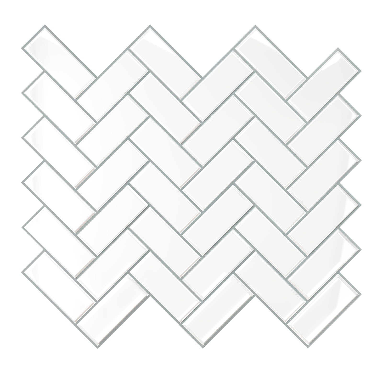 VEELIKE Azulejos Adhesivos Baño Espiga Blanco 3D Baldosas Adhesivas Pared Cocina Impermeable Vinilos Baño Azulejos Blanco Brillante Vinilo Cocina Pared Azulejo 30.5 cm × 30.5 cm 24 Piezas