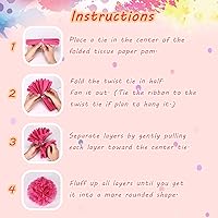 Vista 6 de Juego de 20 pompones de papel, flores de papel de seda para cumpleaños, bodas, despedidas de soltera, baby shower, decoración de guardería