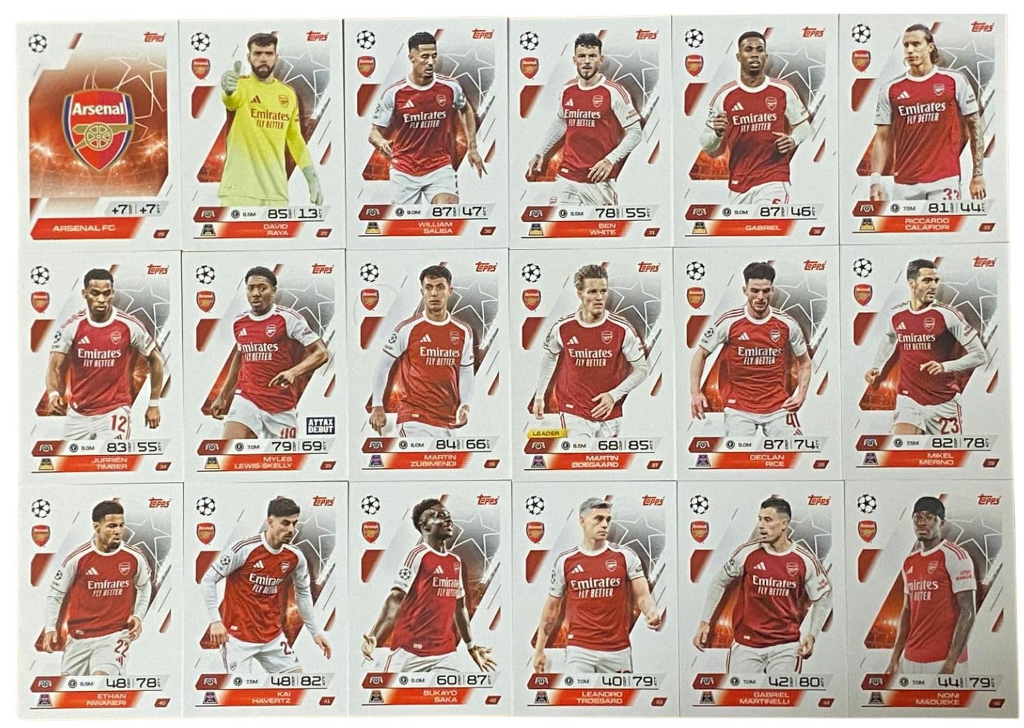 Match Attax 2025 2026 Full 18 Card Arsenal Trading Card Set