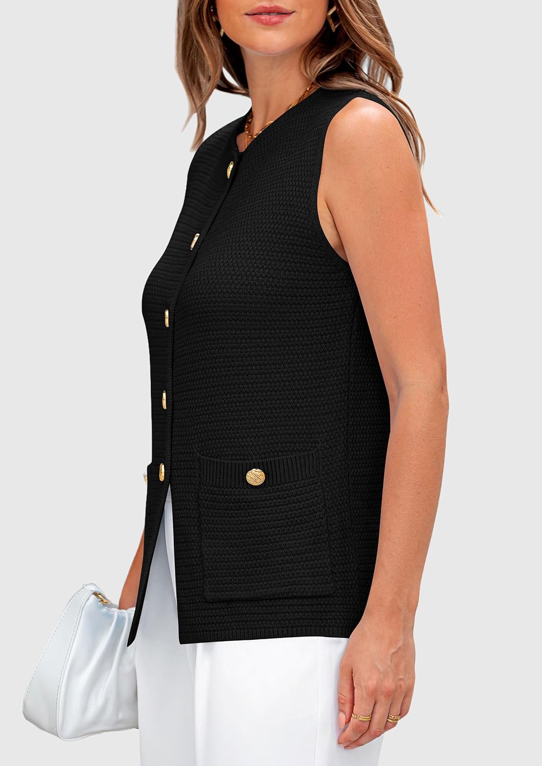 PRETTYGARDEN Women's 2026 Spring Sweater Vest Sleeveless Button Down Knit Cardigan Tank Tops Summer Business Casual Outfits - Image 7