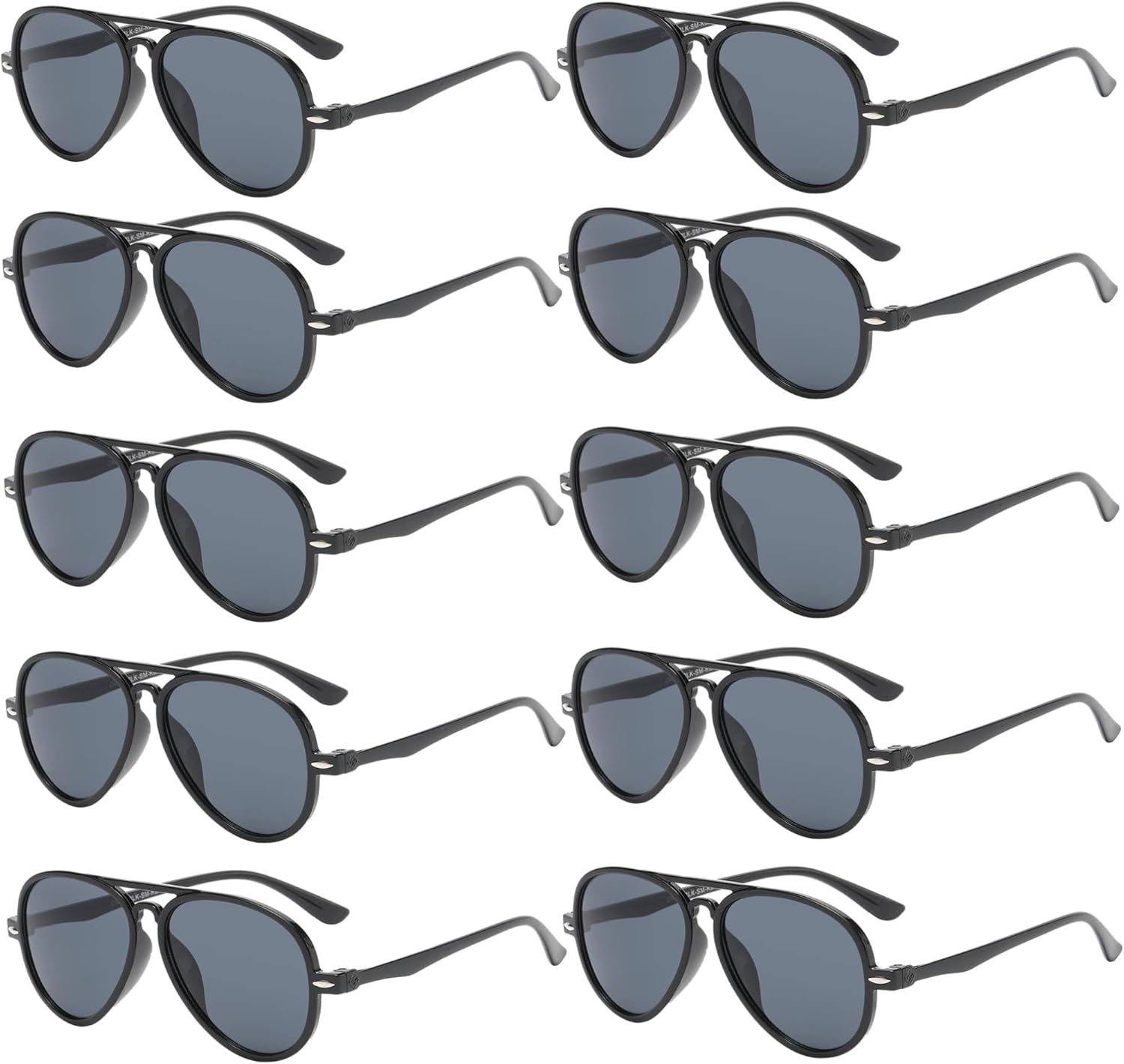 OWL 10 Pack Kids Aviator Sunglasses – Small Fit UV400 Protection Bulk Set, Plastic Frame Shades for Children (Ages 3–6)