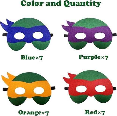 Miniatura 2 de Paquete de 28 máscaras de tortugas para niños, máscara de tortugas, suministros de fiesta de cosplay, máscaras de fiesta, disfraces de tortugas