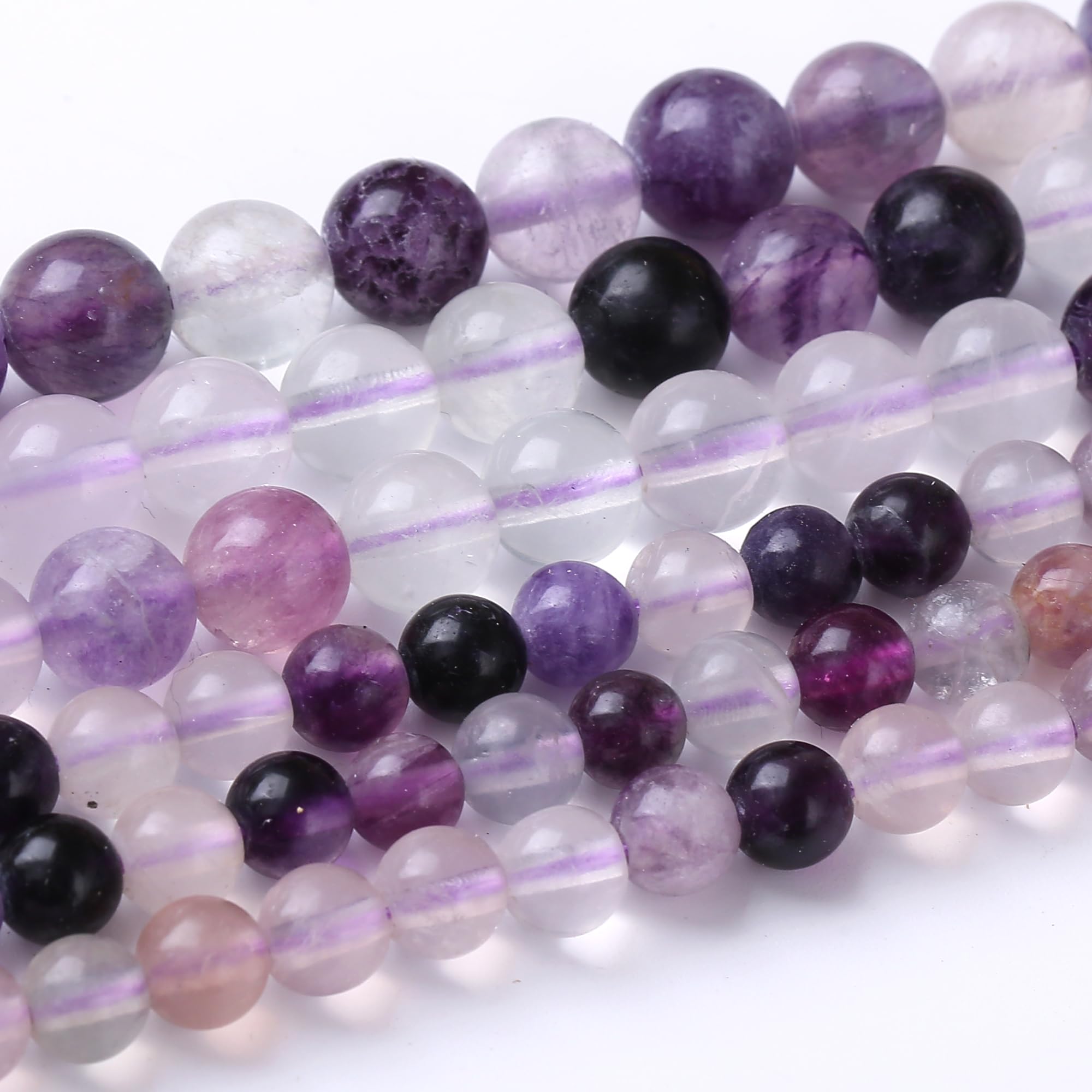 8MM Purple Fluorite Round Loose Beads Natural Gem Beads Crystal Energy Stone Beads for Jewelry Making DIY Bracelet Necklace