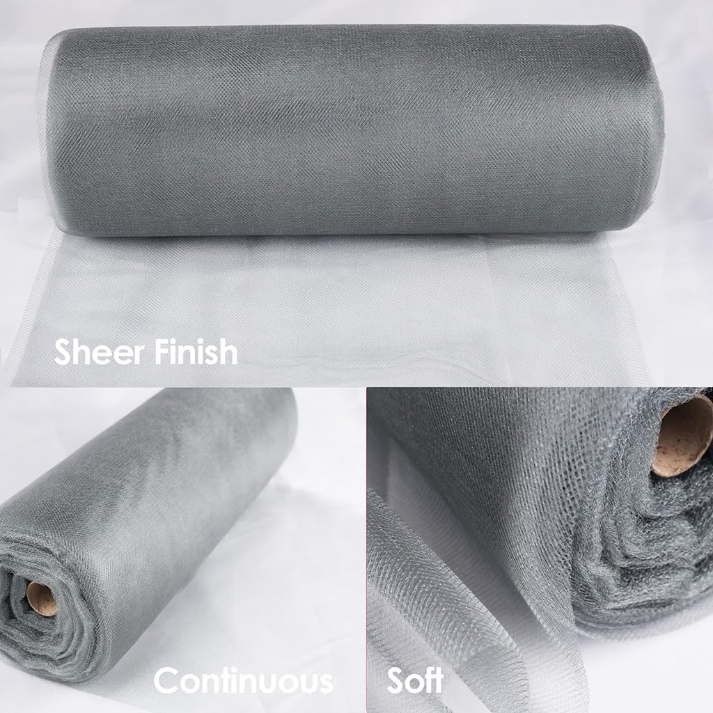 Craft And Party, 54 Inch by 40 Yards (120 ft) Metallic Silver Fabric Tulle Roll, Fabric Tulle Bolt for DIY Tutu Skirt, Wedding and Decoration (Metallic Silver)