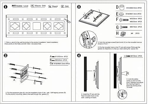 Miniatura 7 de Soporte de pared universal inclinable para la mayoría de televisores LED LCD PDP de 26 a 65 pulgadas, soporte de pared ajustable con VESA máximo