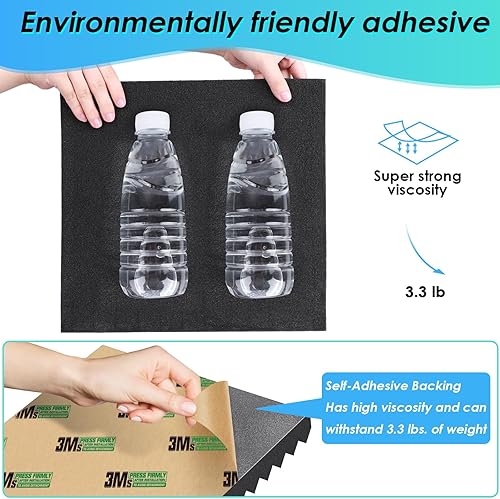 Miniatura 3 de Paquete de 48 paneles de espuma autoadhesivos a prueba de sonido, 2 x 12 x 12 pulgadas, paneles acústicos de alta densidad, cuñas de espuma acústica