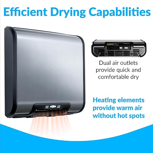 Miniatura 5 de Bobrick 7128 TrimLine Series 304 secador de manos automático montado en superficie ADA de acero inoxidable, con acabado satinado, 115 V