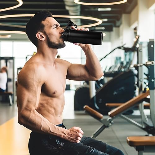 Miniatura 6 de Botella de agua aislada de 24 onzas con tapa con popote, botella de agua de metal de acero inoxidable con popote y tapa de boca ancha, botella de