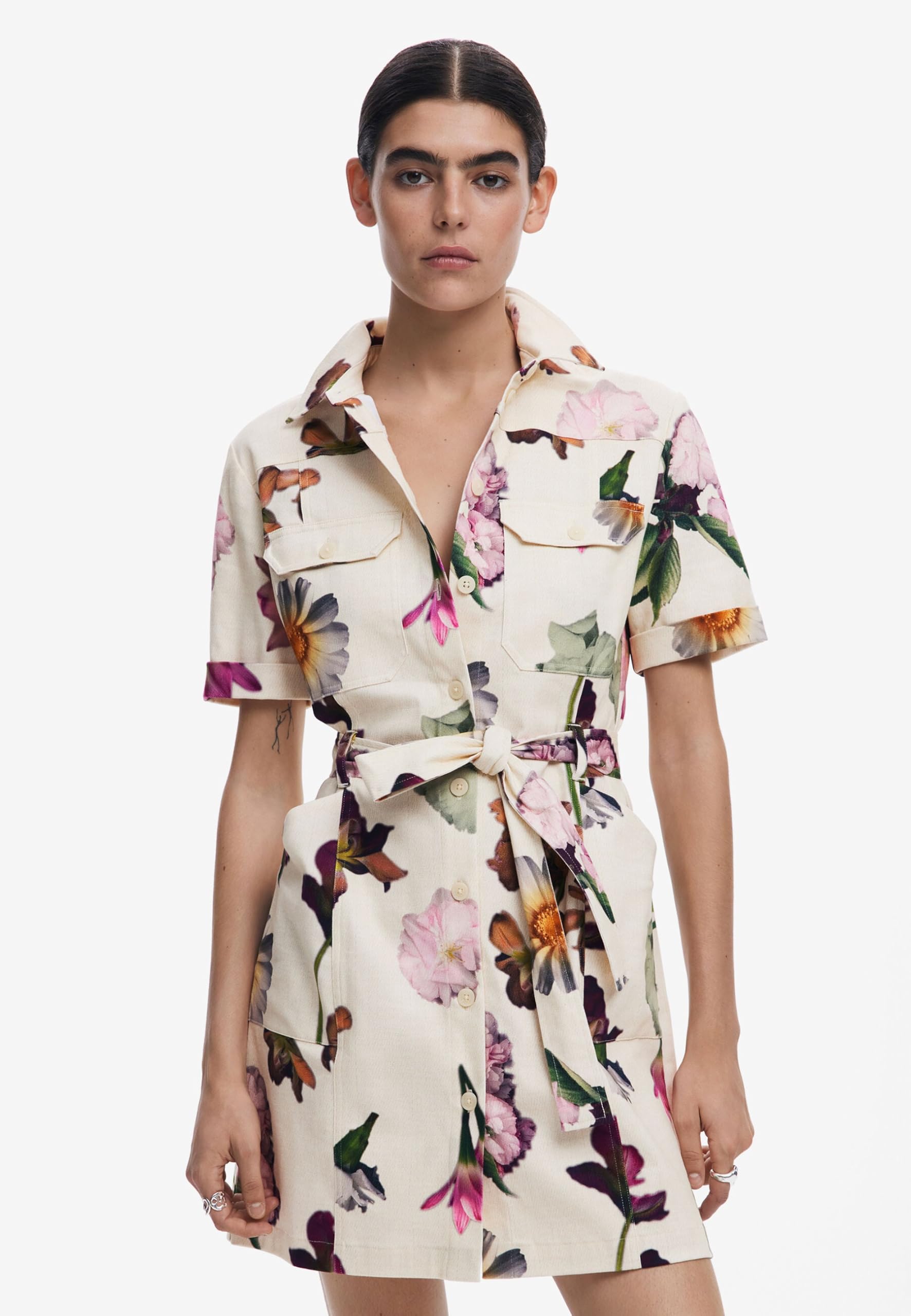 Desigual Vest_monicawhite Casual Dress Mujer (Pack de 1)