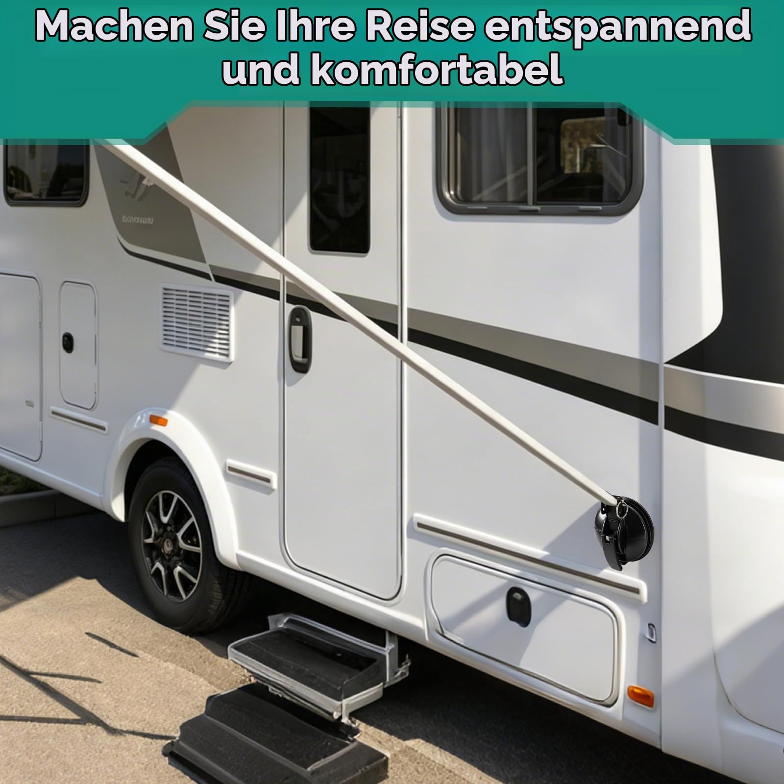 2 Stück Markisenhalter, Halterung Für Markisenfuß, Markisenfusshalter für Camper, Wohnmobil, Wohnwagen für VW T5/T6, Mercedes Marco Polo, Ford Transit und FIAT Ducato Wohnmobile