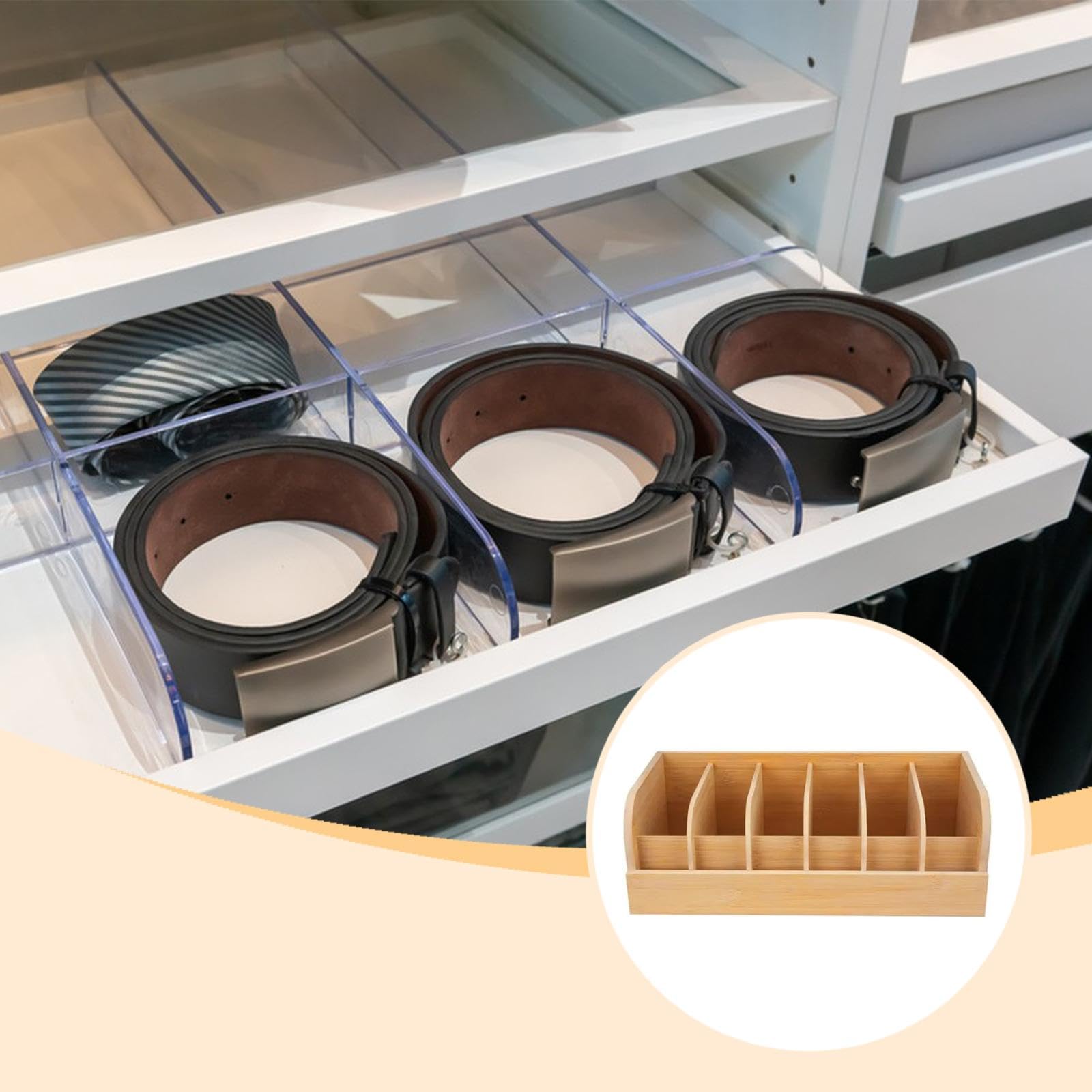 Homyl Organizer per Cintura in Legno con 6 Scomparti, Portacravatte Multifunzionale E Salvaspazio