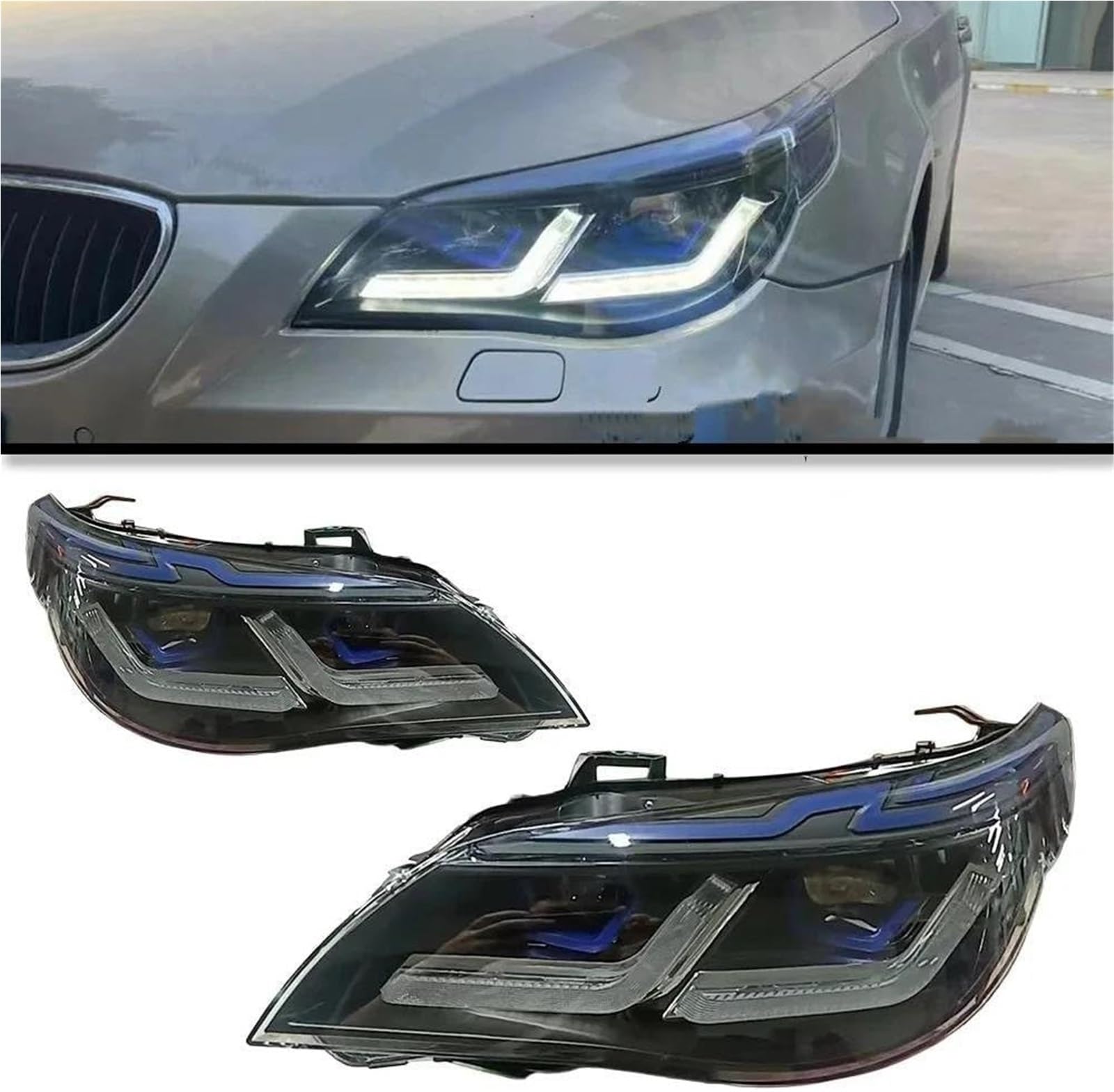 Autoscheinwerfer Scheinwerfer, 2 Stück, für BMW E60 2003–2009 523i 530i, Frontlampe