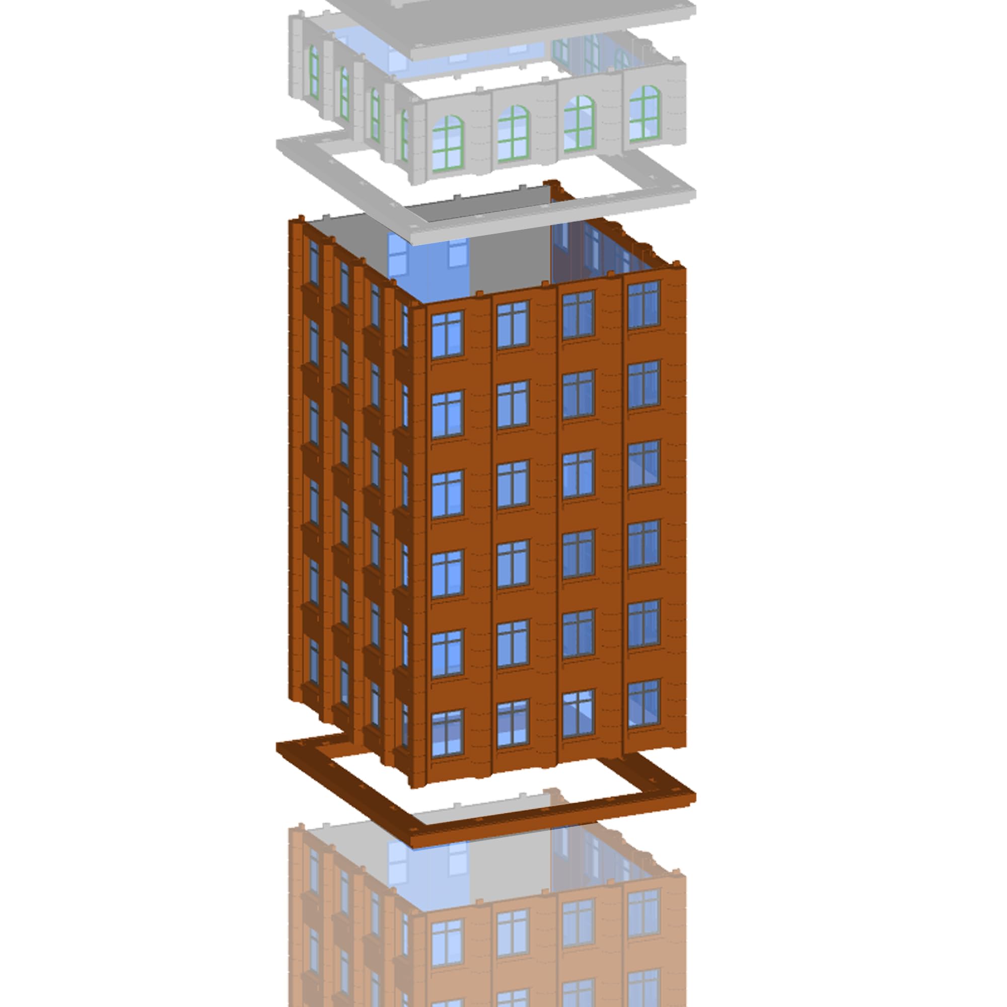 Outland Models Miniatures Downtown Classic Hotel Stackable 1:87 HO Scale-6 Additional Levels — image 1