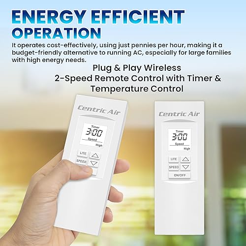 Miniatura 4 de QA-Deluxe 3300 incluye control remoto inalámbrico de 2 velocidades Plug &amp; Play y temporizador  Amortiguador aislado R5  Ventilador para toda la casa