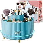fanado 360 Rotate Makeup Brush Holder Organizer, Makeup Organizers Countertop, Makeup organization and Skincare Storage with Gift Box Packing for Vanity, Desktop, Bathroom (Blue)