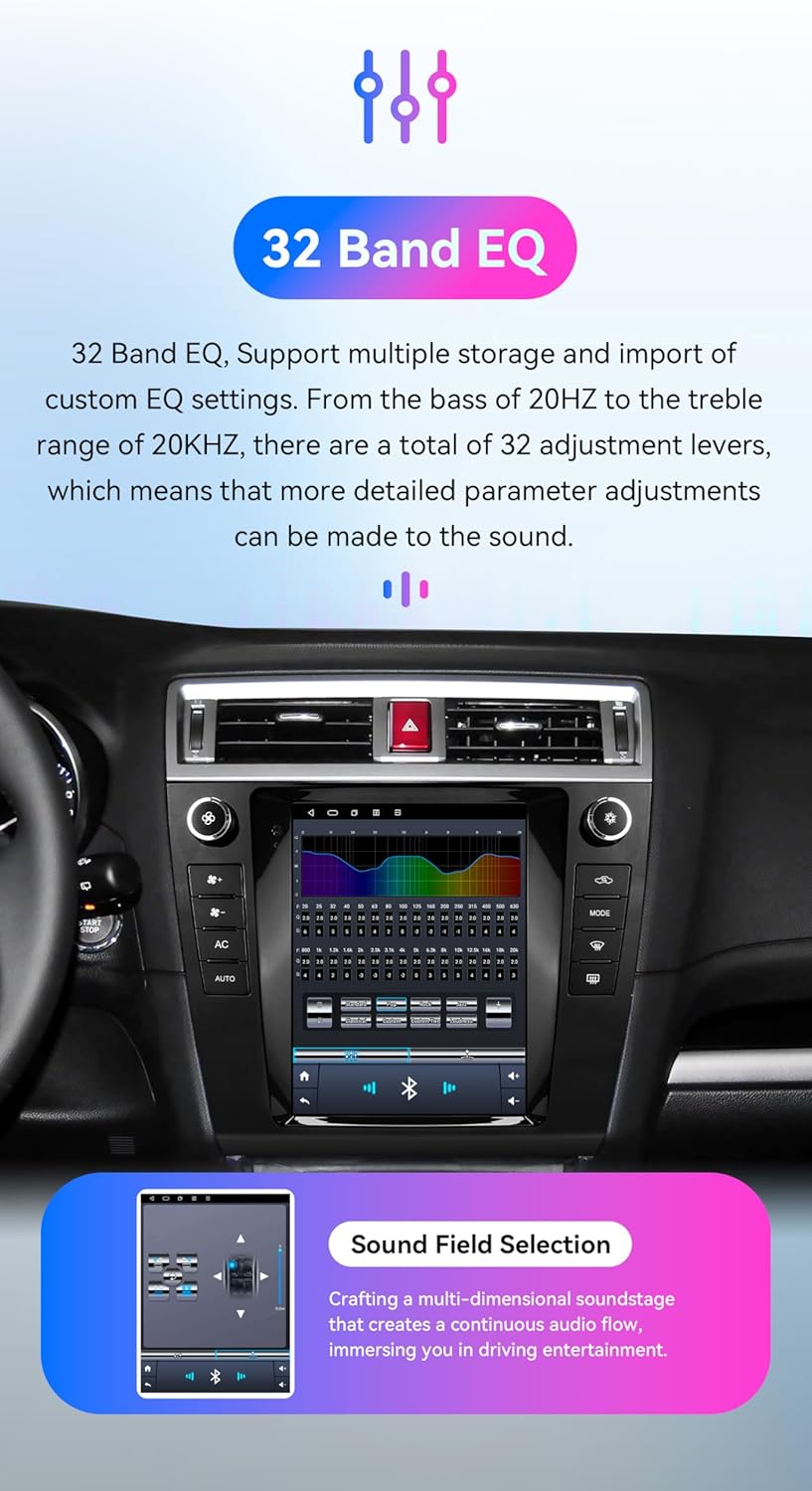 Android 14 Car Stereo for Subaru Legacy Outback (2015-2019), 8 Core 4G+64G GPS Navigation with 9.7 inch QLED Touchscreen via Carplay |Android Auto EQ SWC Bluetooth5.4 WiFi TPMS OBD2
