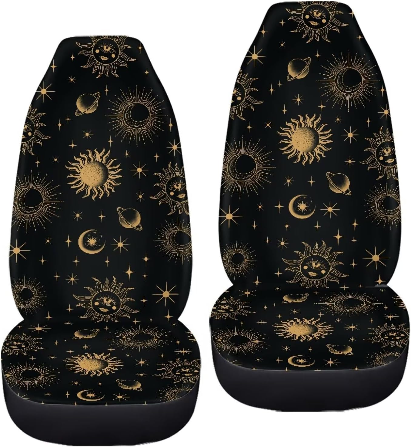 INSTANTARTS Sun and Moon Star 2 PCS Car Seat Covers for Front Seat Cushion Auto Seat Cover Car Bucket Seats Protector Covers Universal fit for SUV Sedan Van
