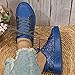 Hhhchpm Women's Fashion Slip-on Skateboard SneakersGlitter Shoes Sparkly Bling Shiny Bedazzled Lace Up Fashion Sneakers for Women (Blue,6)