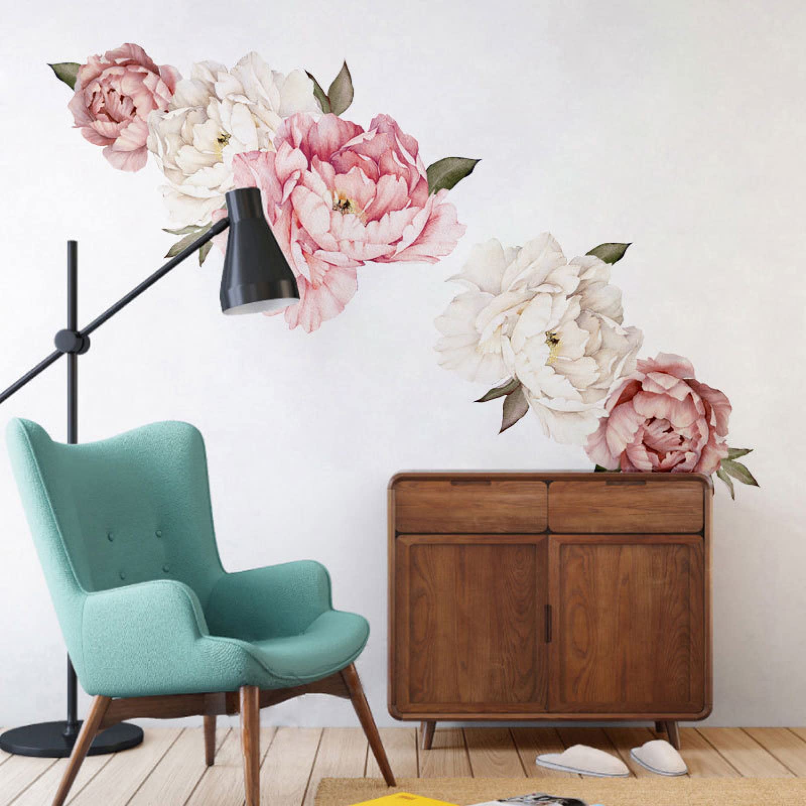 KAIRNE 55 adesivi da parete con fiori rosa acquarello per camera da