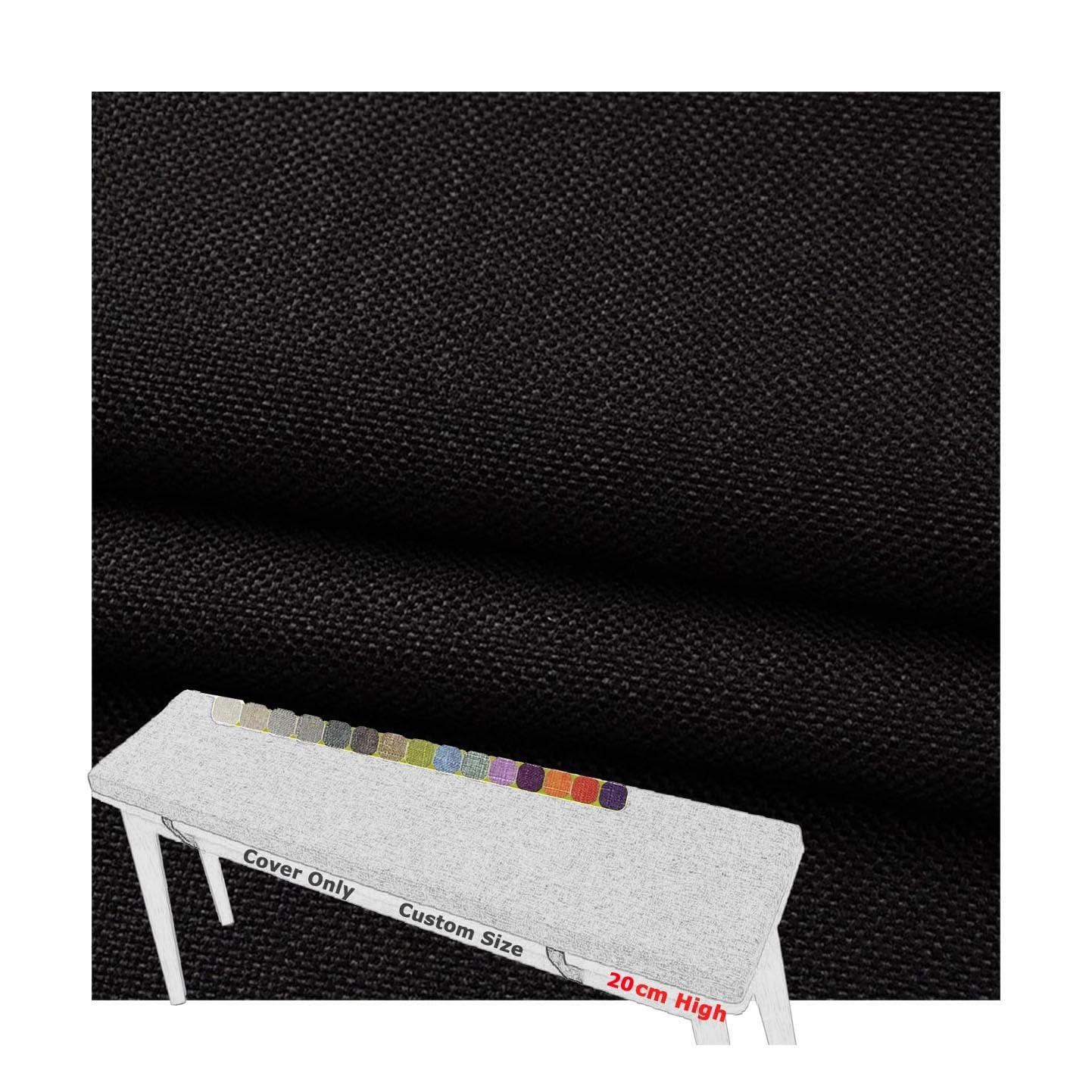 Fundas de cojines para banco de 140x35 cm en lino con cremallera