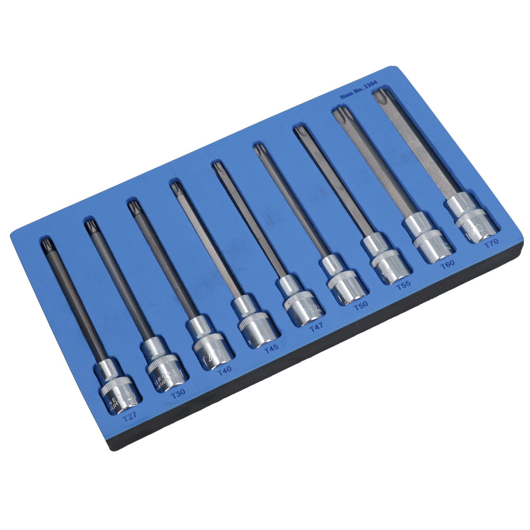 Juego Torx hembra 1/2 Bergen A828 de vasos impacto largos T27 T30 T40 T45 T47 T50 T55 T60 T70 para coche