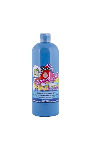 JOLLY Tempera Kids Mix pintura, pintura líquida, frasco 1L azul cielo, colores brillantes y opacos
