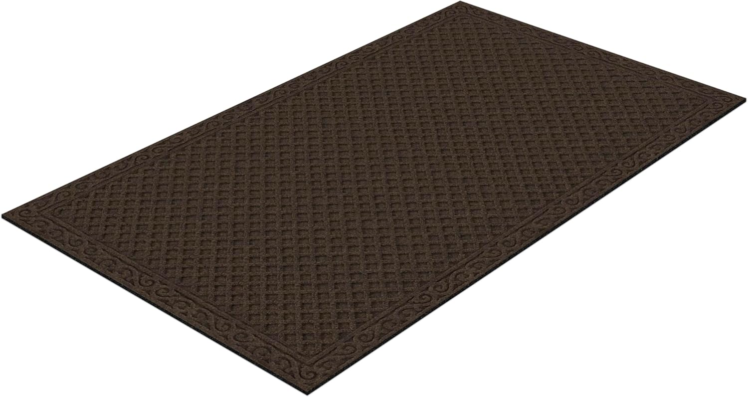 Textures, Iron Lattice Entrance Mat, 3-Feet by 5-Feet, Walnut