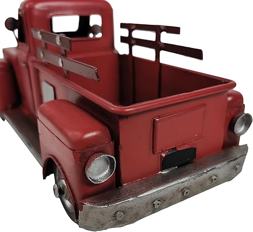 Miniatura 5 de YCHTEWY -Hierro clásico rojo camión pick-up modelo coleccionable decoración de vehículo coleccionable, decoración de Navidad de camión de metal,