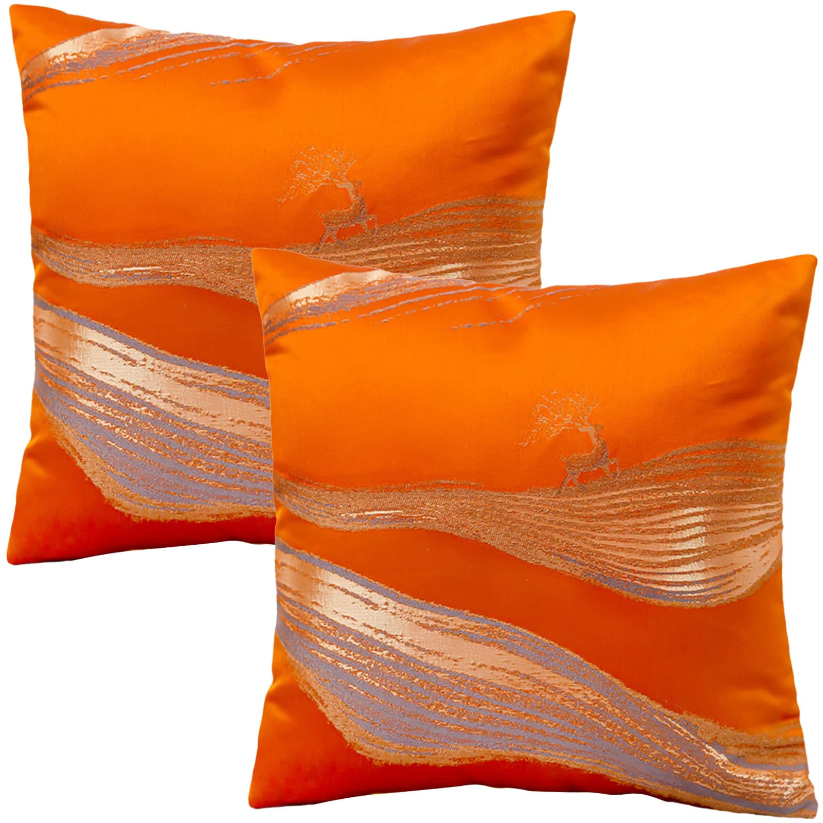 Traziewell Cushion Covers 45 x 45 cm Orange Cushions Pillow Covers Luxury Decorative Square Throw Pillow Cases for Sofa Couch Bedroom Invisible Zipper 18x18 Inches 826