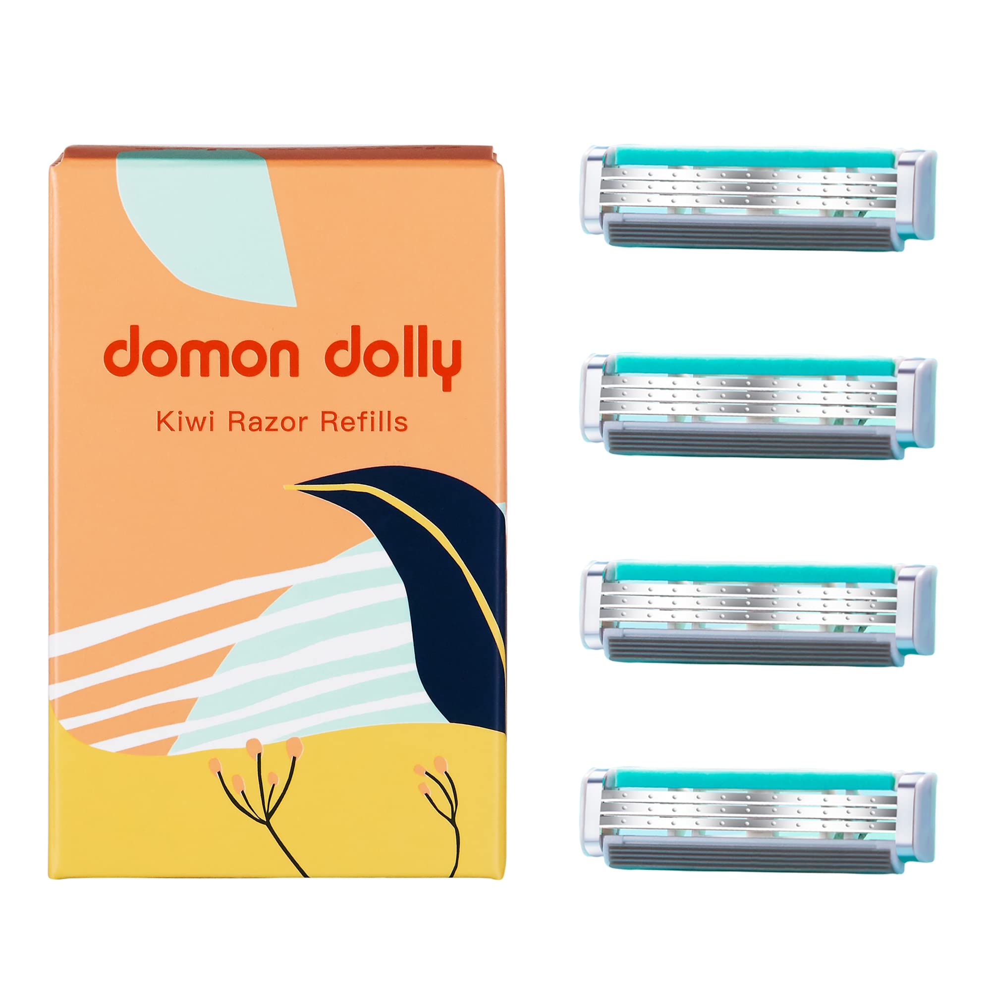 Domon Dolly Razors for Women 3-Bladed Razor Cartridge Refills, 4 Count