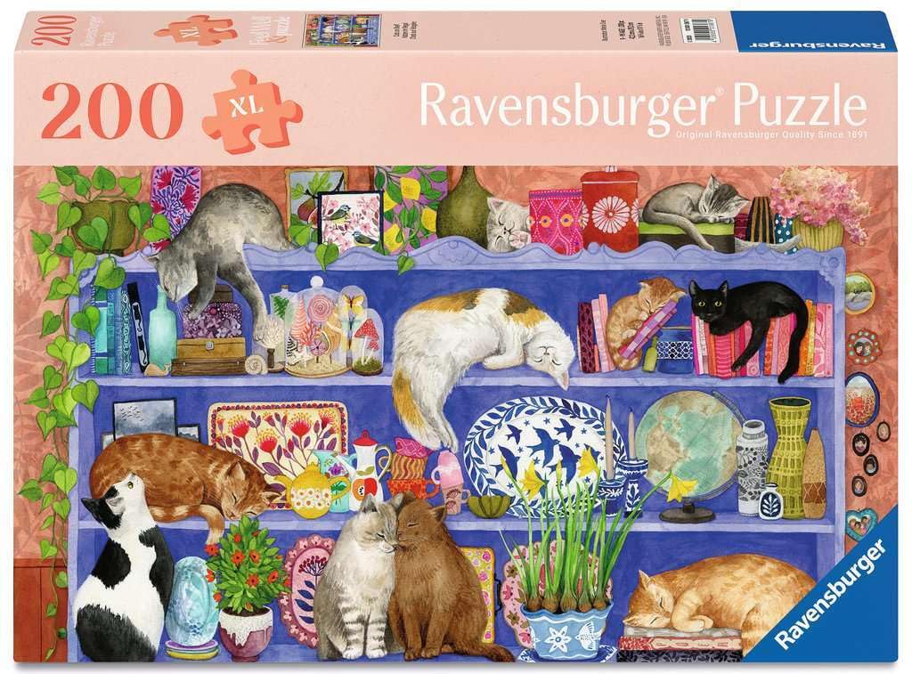 Ravensburger Feel Well & Puzzle & Board, Cats on Shelf, 200 piece for Adults and Kids Age 9 Years Up, White, 200 Teile