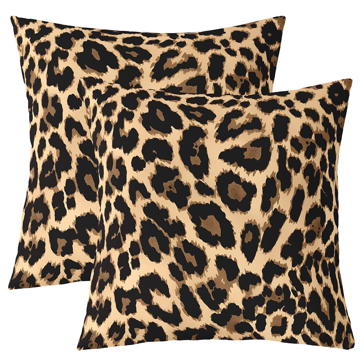 Feelyou Leopard Throw Pillow Covers 24"x24" Set of 2 Soft Cheetah Print Pillow Cases Cushion Covers for Living Room Bedroom Wild Animal Safari