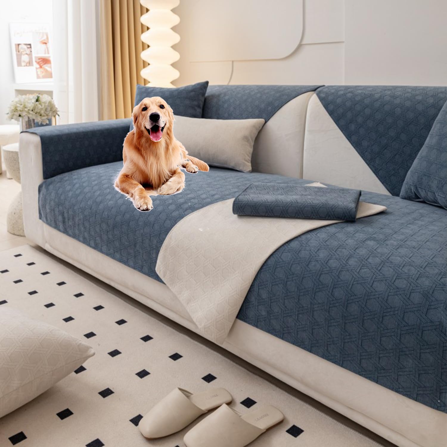 Housse de canapé en chenille pour salon chaleureux et modulable