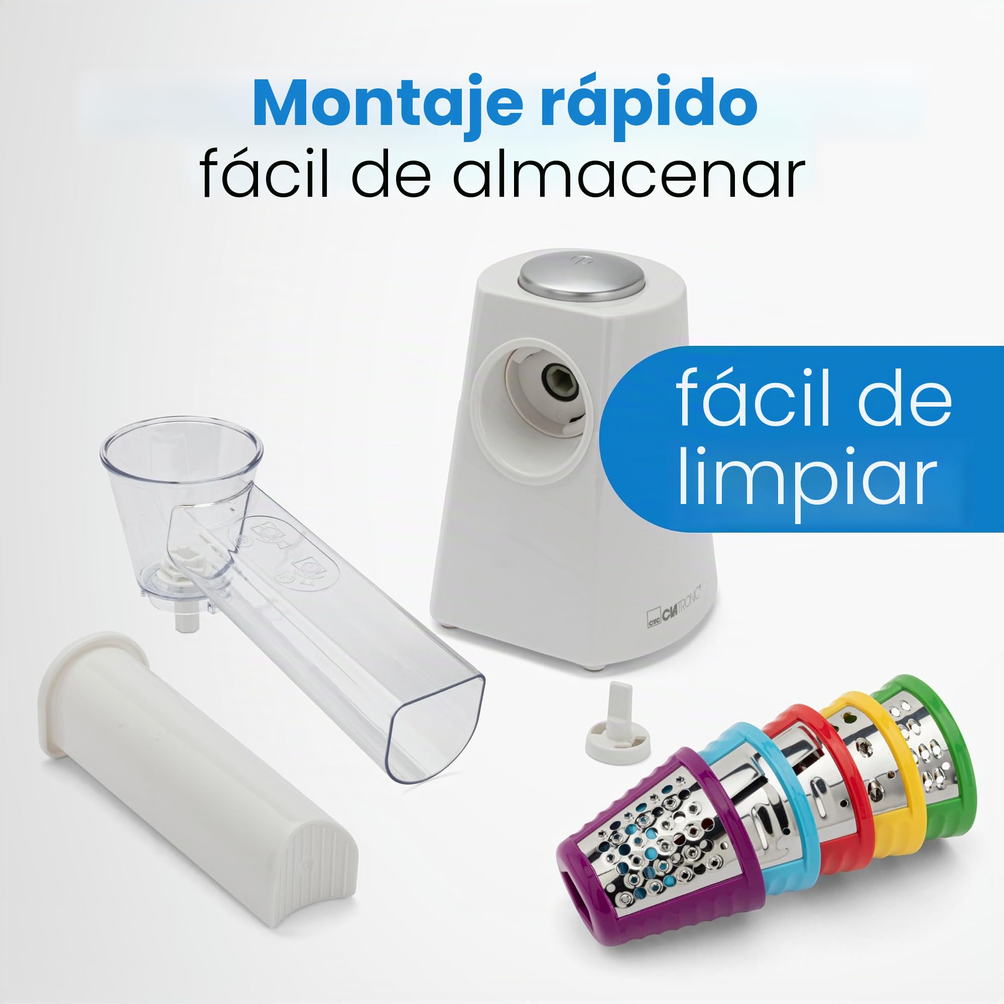 Clatronic Me 3604 Robot De Cocina Multi Express Para Cortar Y Rallar, Blanco