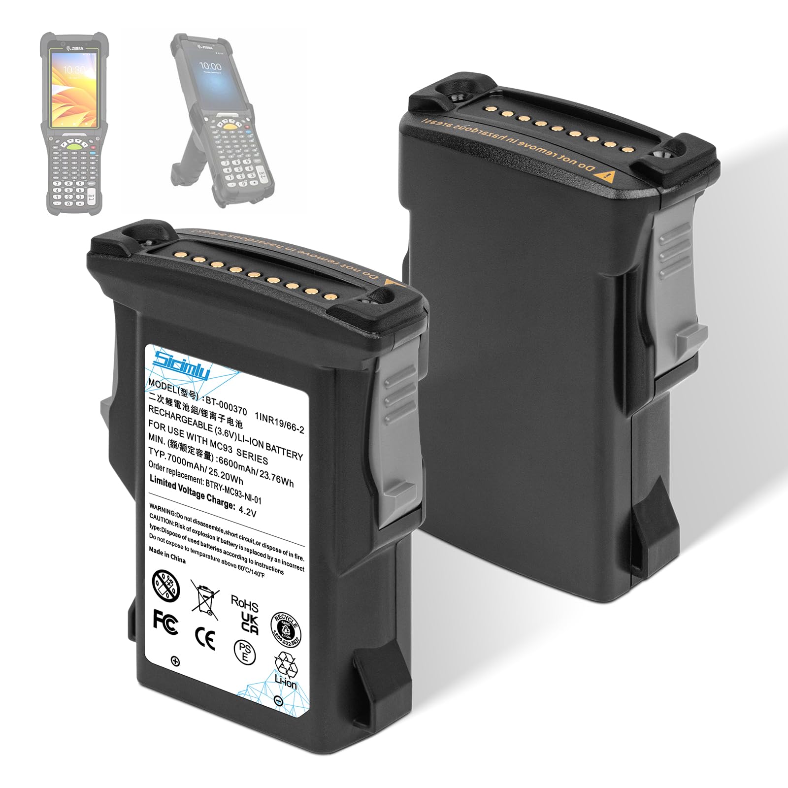 Amazon.com: Sicimly BT-000370 for Zebra MC93 Scanner Battery