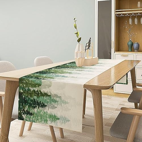 Miniatura 2 de Camino de mesa de árboles de pino del bosque, bufanda de sobremesa de bosque, decoración del hogar y cocina para fiestas, decoraciones rústicas de