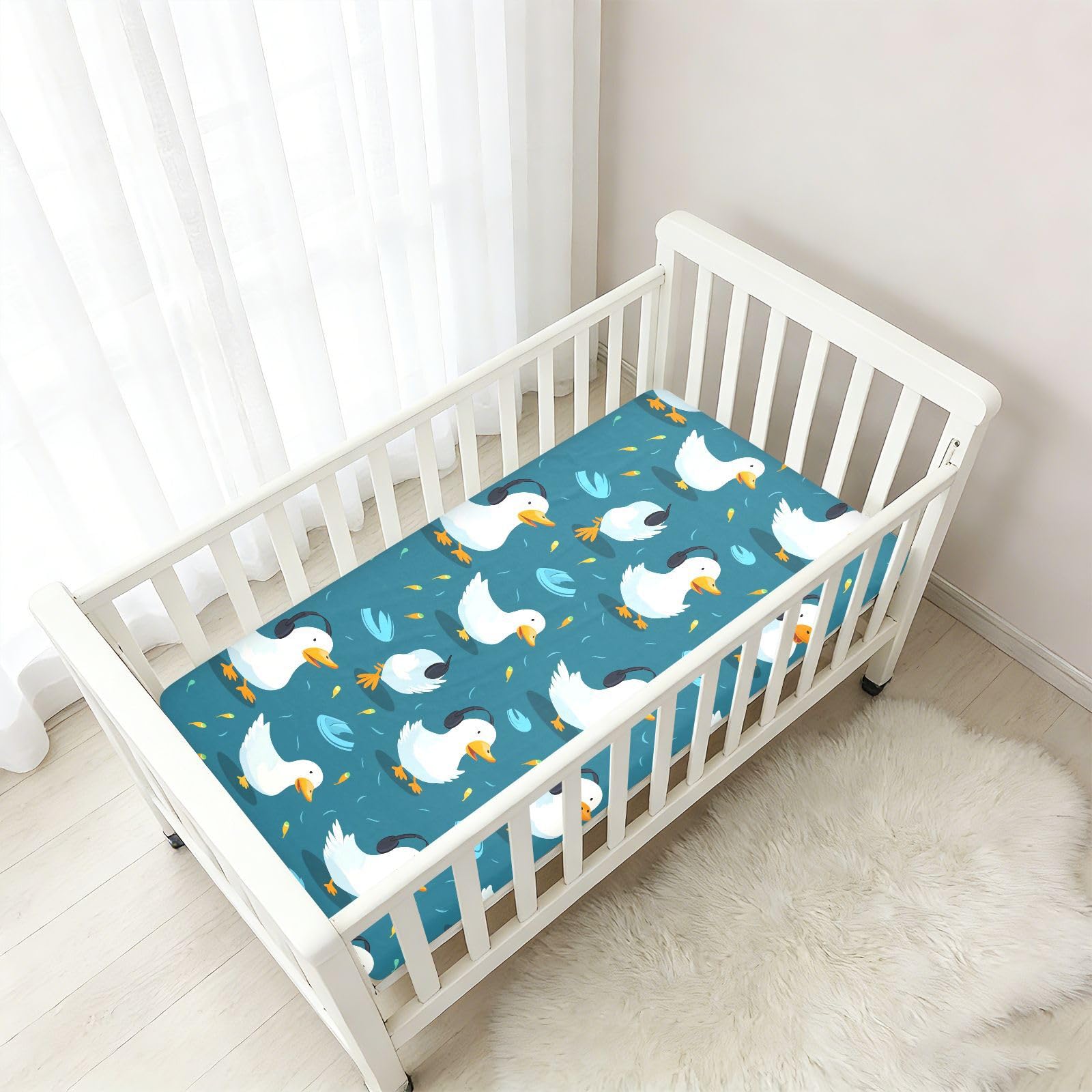 Listen Music Drap-housse pour berceau de bébé Motif canard 71,1 x 132,1 cm