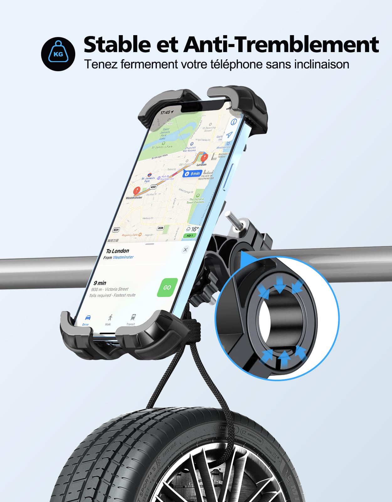 Motack Support Telephone Velo, [Verrouillage à Une Touche] Support