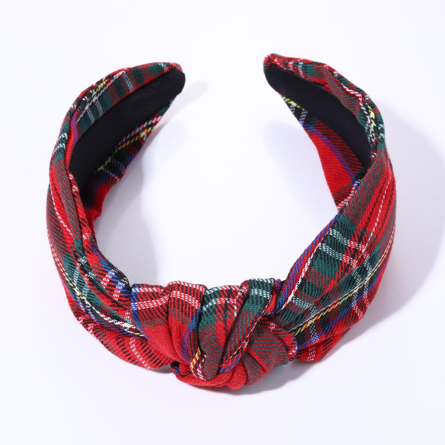 Christmas Headbands for Women Red Plaid Knotted Headband Wide Hairband Christmas Holiday Party Headband Hair Accessories Gifts for Girls - Image 4