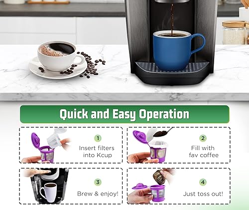 Miniatura 6 de VIVI SKY Filtros K Cup desechables con tapa, 200 filtros de café K Cup Filtros de papel para cafeteras Keurg de una sola porción 1.0 y 2.0 cápsulas