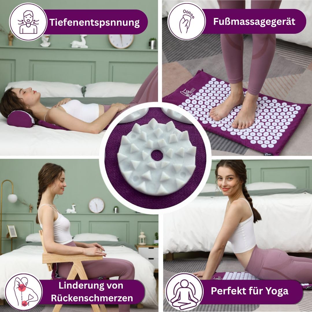 Tapis d'acupression et oreiller d'acupression pour massage et soulagement de la douleur, ensemble d'acupression pour la relaxation, la stimulation et la méditation, tapis d'acupression