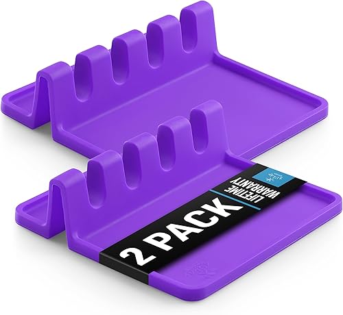 Miniatura 70 de Zulay - Soporte extragrande de silicona con bandeja antigoteo para múltiples utensilios de cocina, reposacucharas resistente al calor y sin BPA