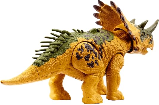 Jurassic World Dinosaur Toy Regaliceratops with Roar Sound and Attack Action, Wild Roar Posable Figure, Physical and Connected Digital Play, HLP19
