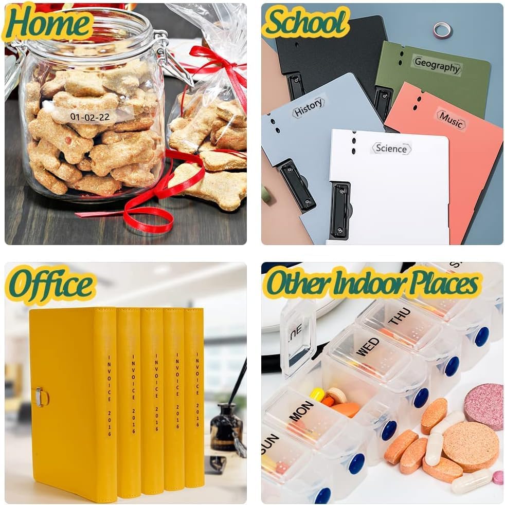 Hehua Label Maker Clear Tape Compatible for Dymo Refills Clear 16952 S0721530 Transparent Plastic Label Tape for Dymo LT-100H LT-100T Plus LT-110T QX50 2000 XR, 12mm x 4m, 10 Pack - Image 6