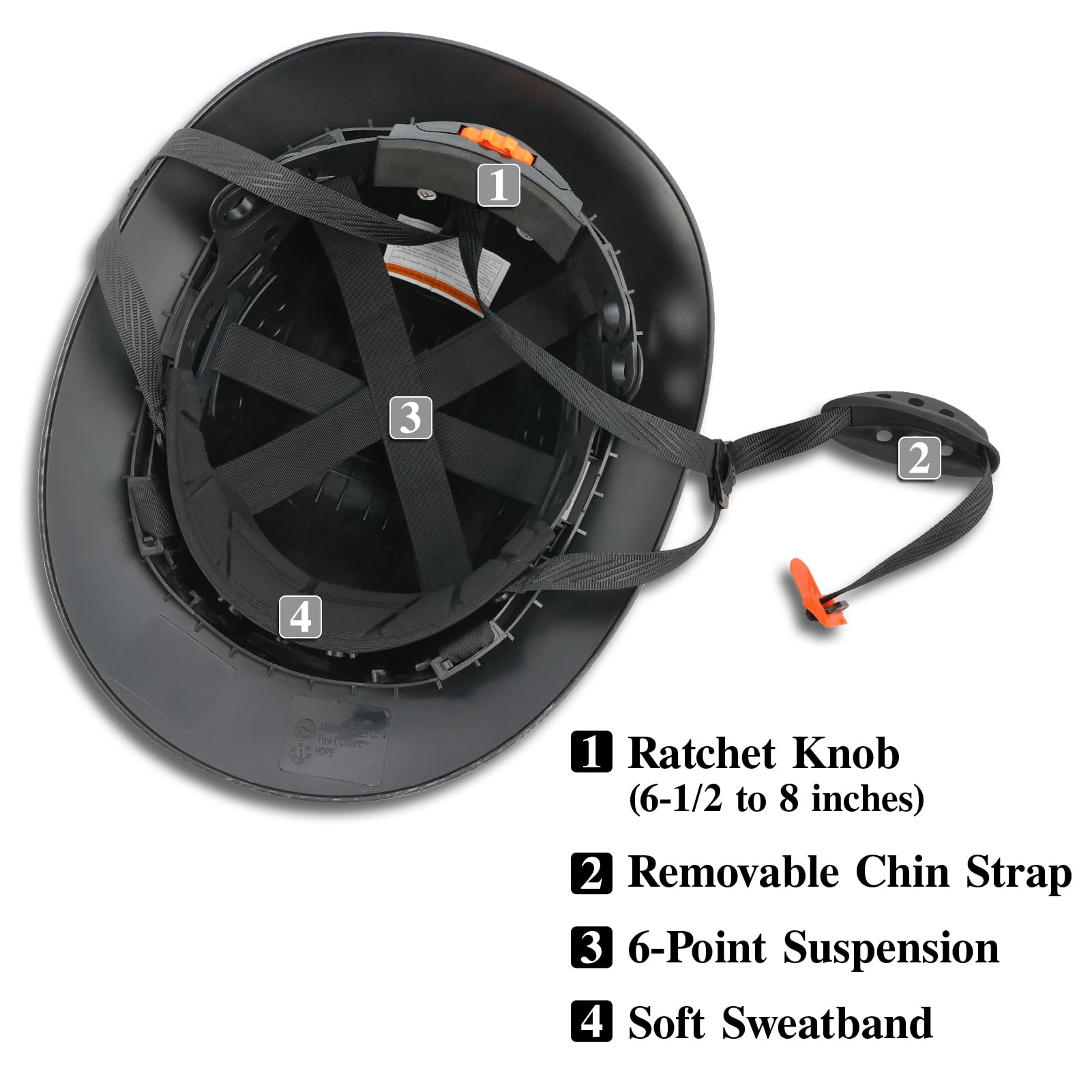Cappello rigido a tesa piena, Cascos De Construccion, Cappelli rigidi ventilati | OSHA - Casco rigido omologato a 6 punti, con cricchetto regolabile, da lavoro, per uomo e donna